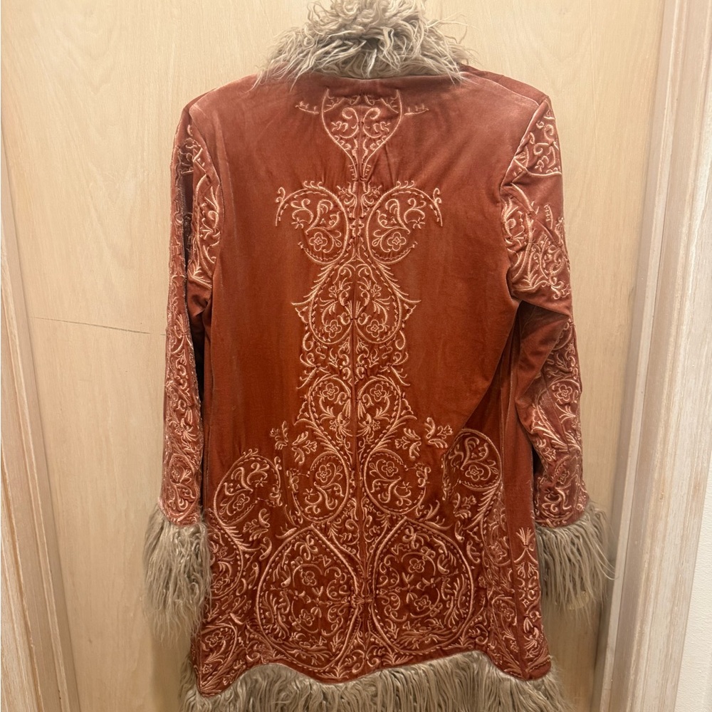Free People Rust and Beige Teddy Jacket - Picture 3 of 7